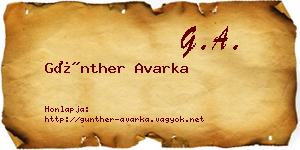 Günther Avarka névjegykártya